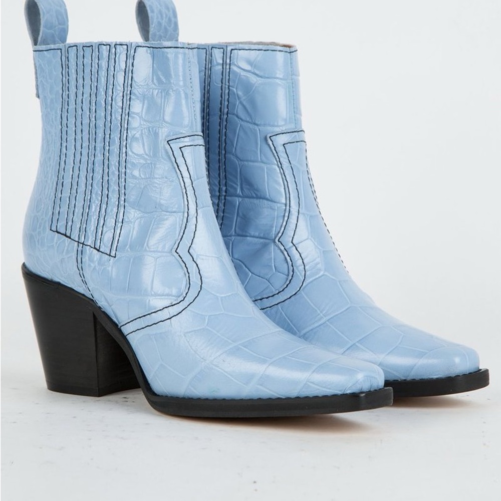 Ganni Callie Western Boots - Blue